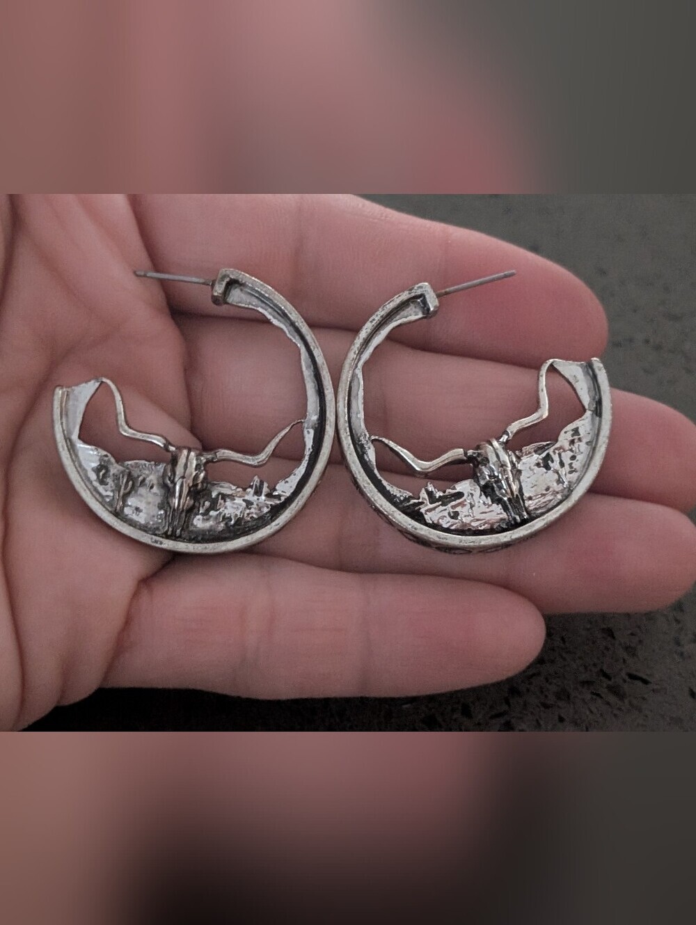 Silver Western Cactus Hoop Earrings
